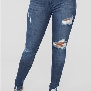 High Rise Ankle Jeans - Dark Denim (FASHION NOVA)